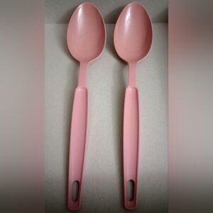 Vintage Ekco Serving Spoons Dusty Rose Kitchen Utensils - Set Of 2